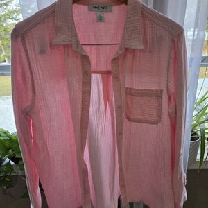 Nine West Soft Pink Button Down Shirt